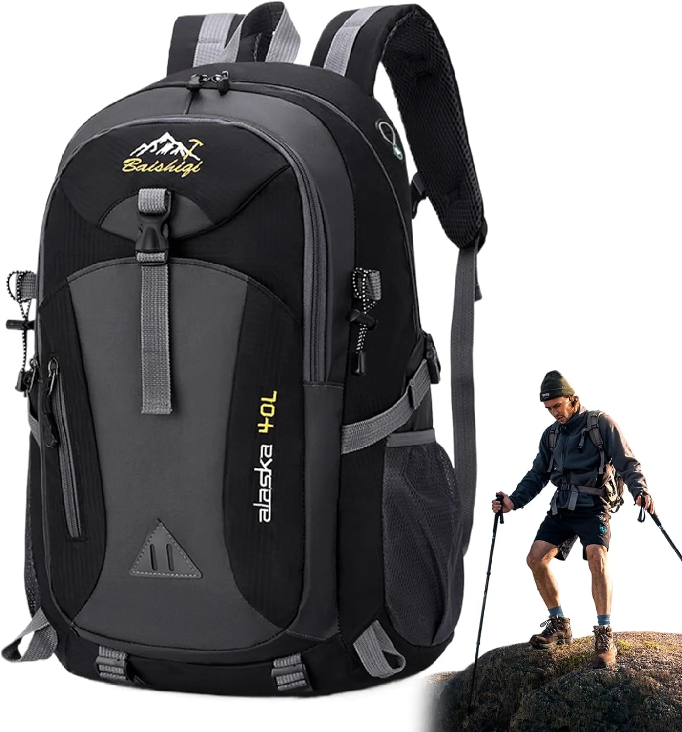 Camping Bag Camping Backpack 100 L Tear and Water-resistant Outdoor Hiking Backpackfor Men Women Multi-pocket Waterproof Packable Camping Rucksack for Travel Walking Mountaineer (Black)