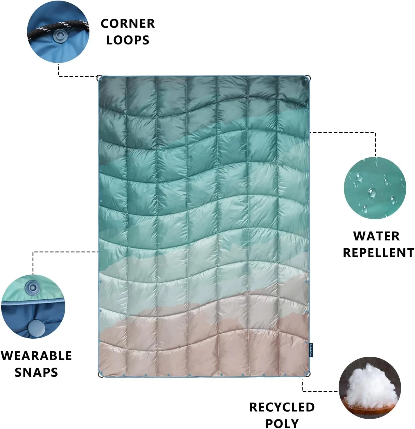 Camping Blanket, Packable Puffy Blankets Lightweight Windproof Waterproof for Outdoors,Hiking, Backpacking,Beach,Car,Picnic,Stadium