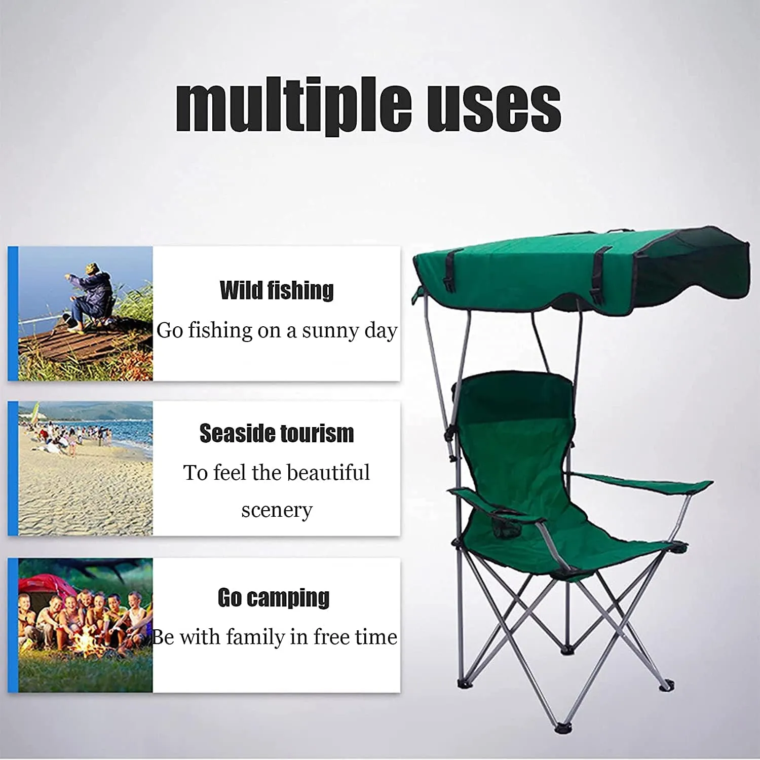 Camping Chair Fishing Chair Folding Chairs Camping Camping Chair With Shade Canopy Chair, Folding Recliner, Adjustable Outdoor Beach Lightweight Sunshade Folding Chairs Lawn Chairs Outside ( Color : G