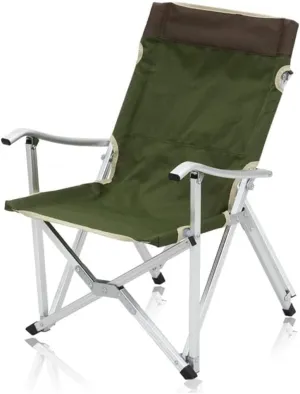 Camping Chair Fishing Chair Folding Chairs Camping Camping Folding Chair Heavy Duty Steel Frame Support Collapsible Aluminum Alloy Arm Chair for Outdoor Indoor Lawn Chairs Outside (Color : Green, Si