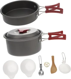 Camping Cookware Set Aluminum Cooker Compact Camping Cookware Multi-Functional Picnic Cooking Utensils