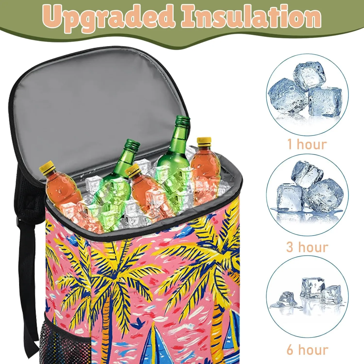 Camping Cooler Backpack 30 Cans, Insulated Waterproof Backpack Cooler Bag Leak Proof Portable Backpack Coolers to Work Lunch Travel Beach Trip Hiking Picnic Fishing Thermal Bag Drink Beer