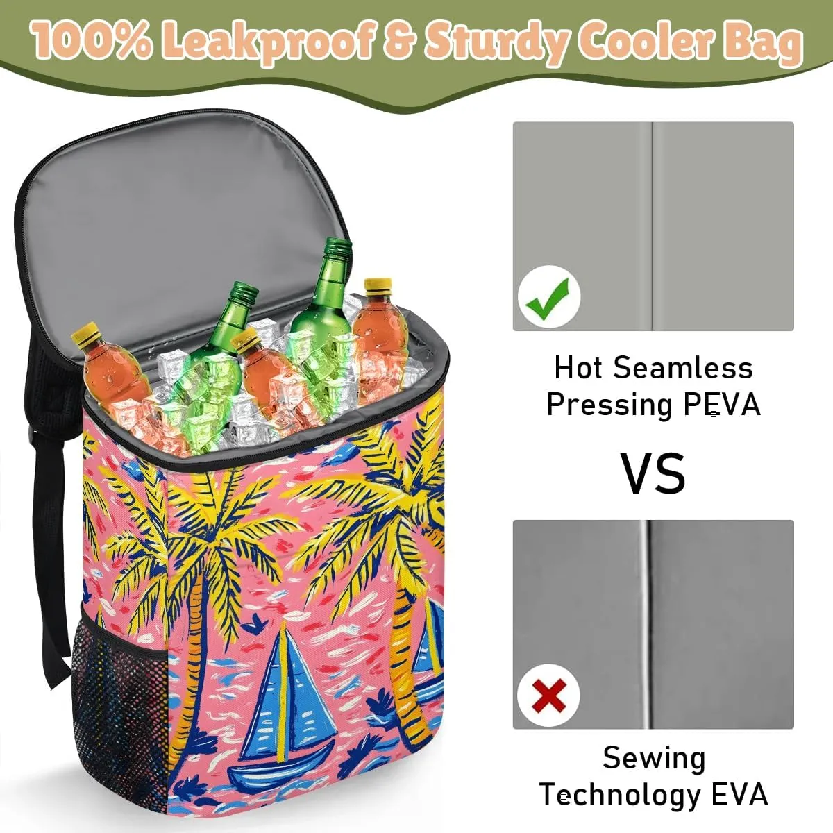 Camping Cooler Backpack 30 Cans, Insulated Waterproof Backpack Cooler Bag Leak Proof Portable Backpack Coolers to Work Lunch Travel Beach Trip Hiking Picnic Fishing Thermal Bag Drink Beer