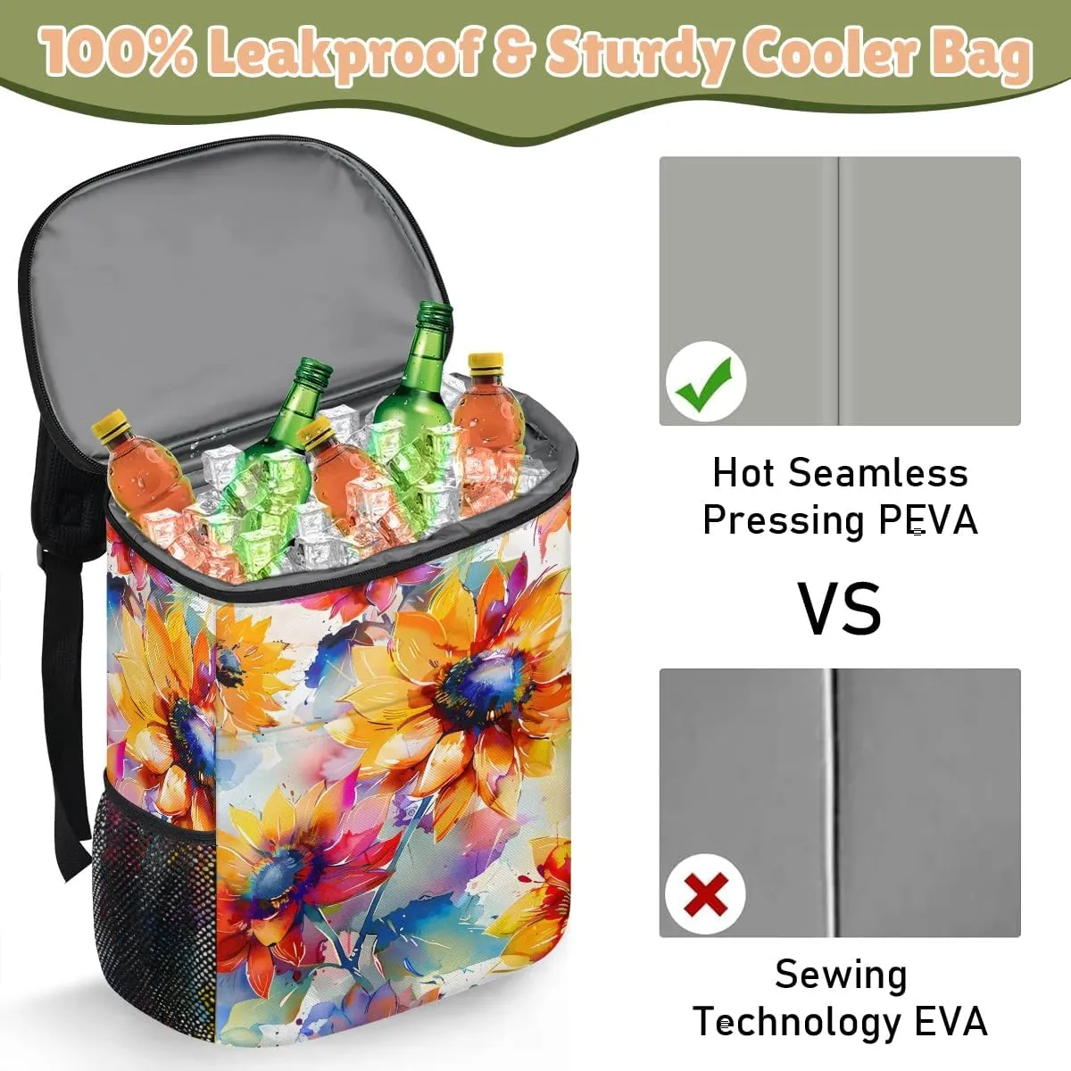 Camping Cooler Backpack 30 Cans, Insulated Waterproof Backpack Cooler Bag Leak Proof Portable Backpack Coolers to Work Lunch Travel Beach Trip Hiking Picnic Fishing Thermal Bag Drink Beer