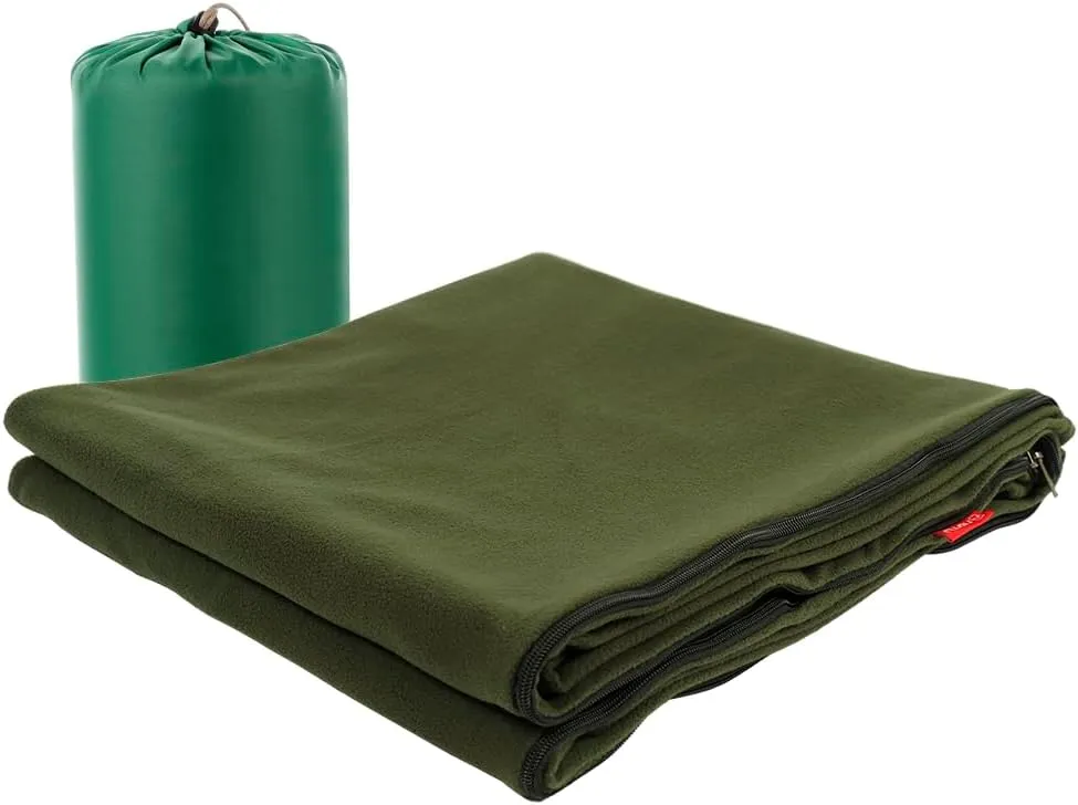 Camping Fleece Sleeping Bag for 4 Season, Single Envelope Sleeping Bag, Wearable Sleeping Bag with Zippered, Lightweight Camping Sleep Bag Liner for Hiking Backpacking