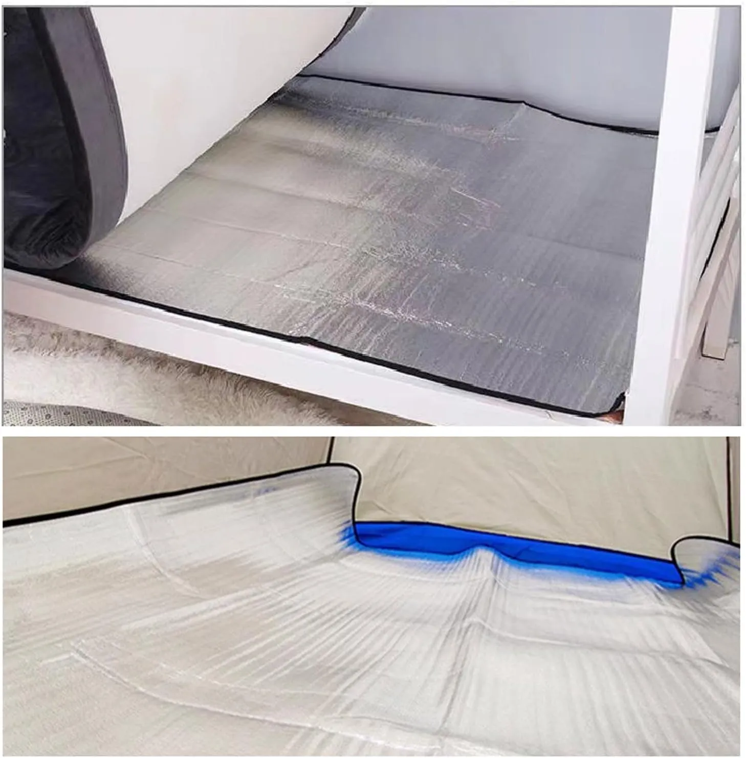 Camping Mat Ground Mat with Storage Bag, Camping Aluminum Sleeping Foam Mat, Insulating Thermal Waterproof Mat, Foldable Double-Sided Tent Aluminum Foil Pad for Camping Hiking Picnic