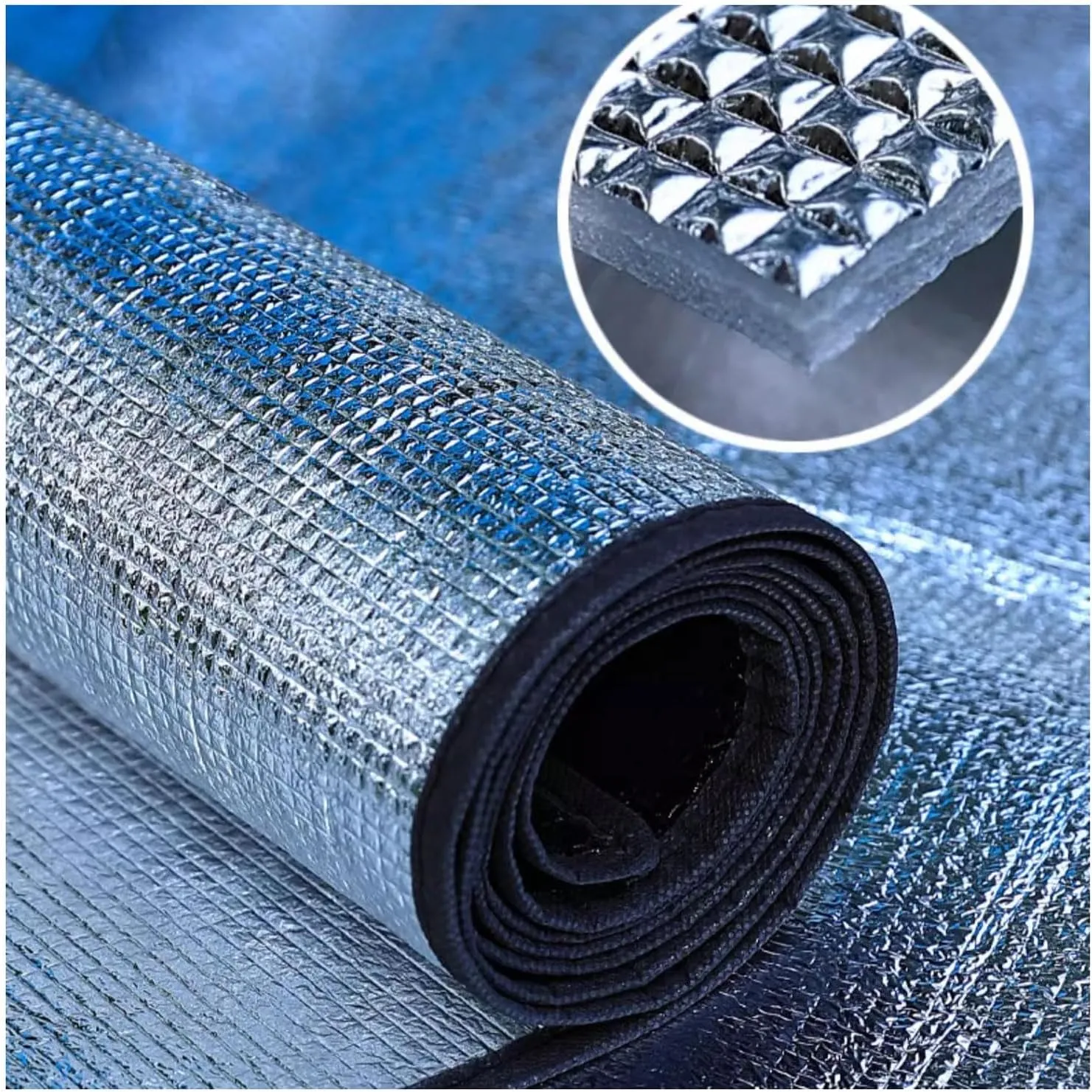 Camping Mat Ground Mat with Storage Bag, Camping Aluminum Sleeping Foam Mat, Insulating Thermal Waterproof Mat, Foldable Double-Sided Tent Aluminum Foil Pad for Camping Hiking Picnic