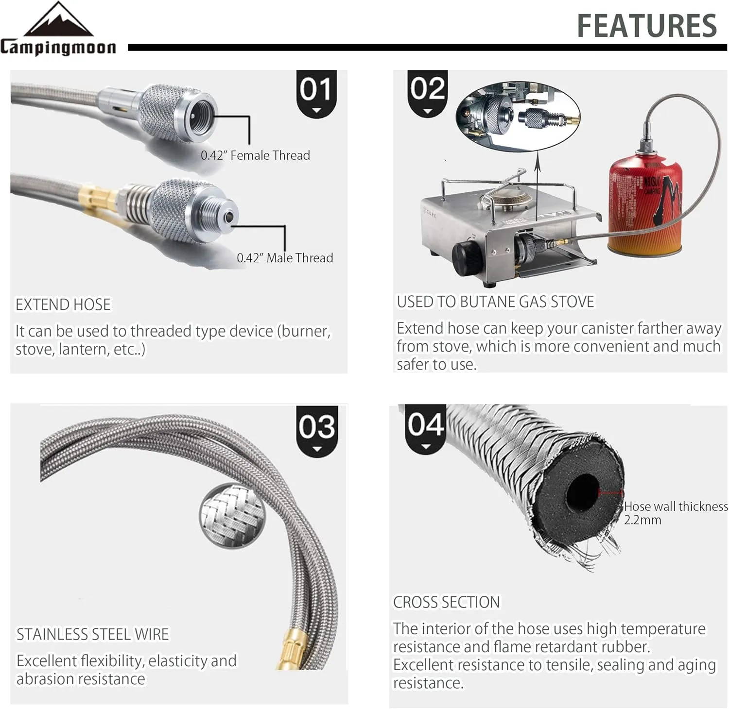 camping moon Camping Gas Stove Adapter, Input: EN417 Lindal Valve Canister, Output: Butane Gas Stove Z13M