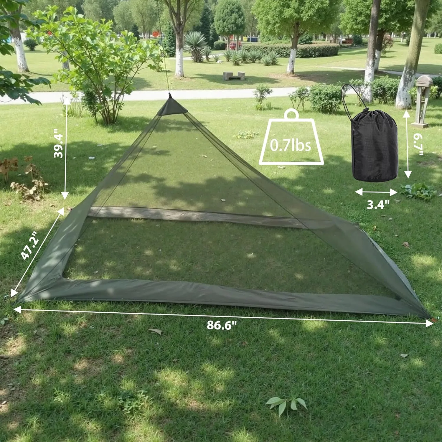 Camping Mosquito Net Compact Ultralight No-See-Um Breathable Mesh Bugnet Mosquito Netting Fits Sleeping Bags, Tent (Green)
