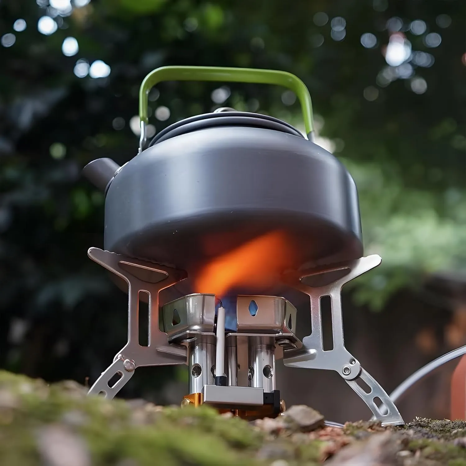 Camping Outdoor Windproof Gas Burner, 5800W Windproof Camp Stove Camping Gas Stove with Fuel Canister Adapter, Piezo Ignition, Carry Case, for Outdoor Backpacking Hiking and Picnic (1PCS)