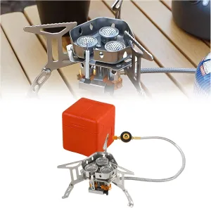 Camping Outdoor Windproof Gas Burner, 5800W Windproof Camp Stove Camping Gas Stove with Fuel Canister Adapter, Piezo Ignition, Carry Case, for Outdoor Backpacking Hiking and Picnic (1PCS)