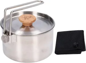 Camping Pot,1000ml Camping Pot Stainless Steel Portable Outdoor Tea Coffee Pot with Detachable Handle for Picnic Hiking