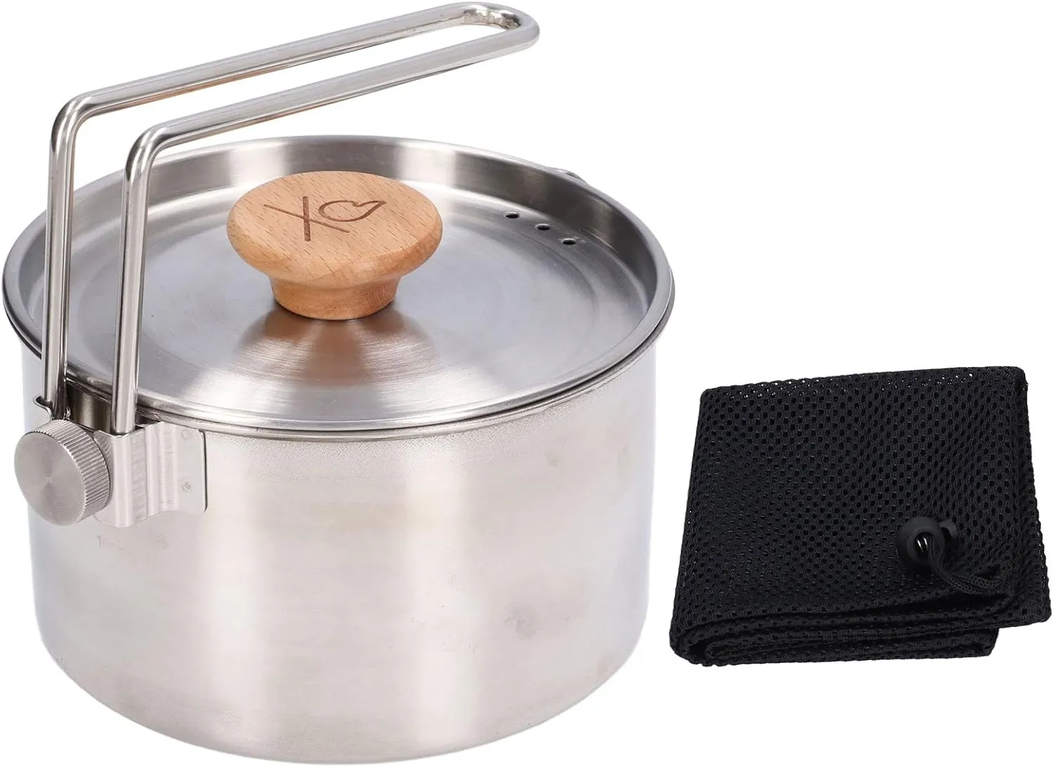 Camping Pot,1000ml Camping Pot Stainless Steel Portable Outdoor Tea Coffee Pot with Detachable Handle for Picnic Hiking