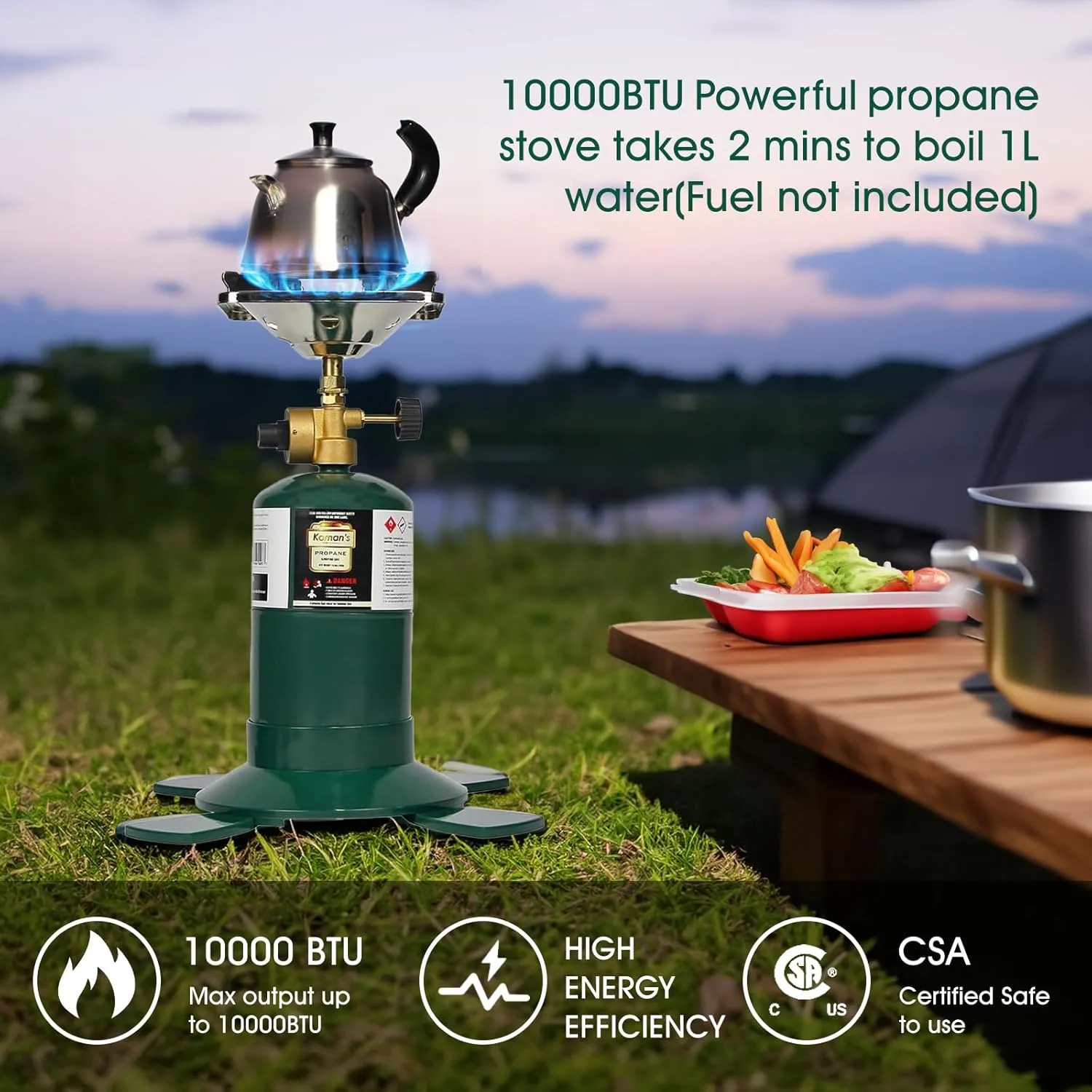 Camping Propane Stove，Portable Bottletop Backpacking Stove，10000BTU Single Burner Propane Stove for Outdoor Cooking，(Fuel not included)