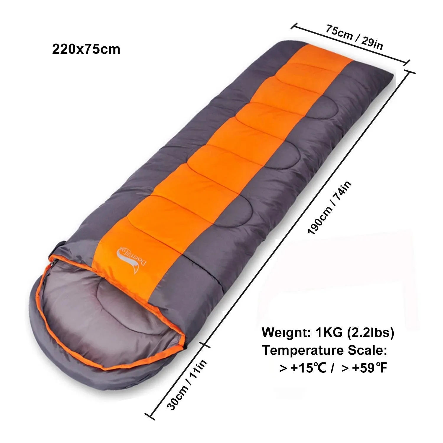 Camping Sleeping Bag Lightweight 4 Season Warm & Cold Envelope