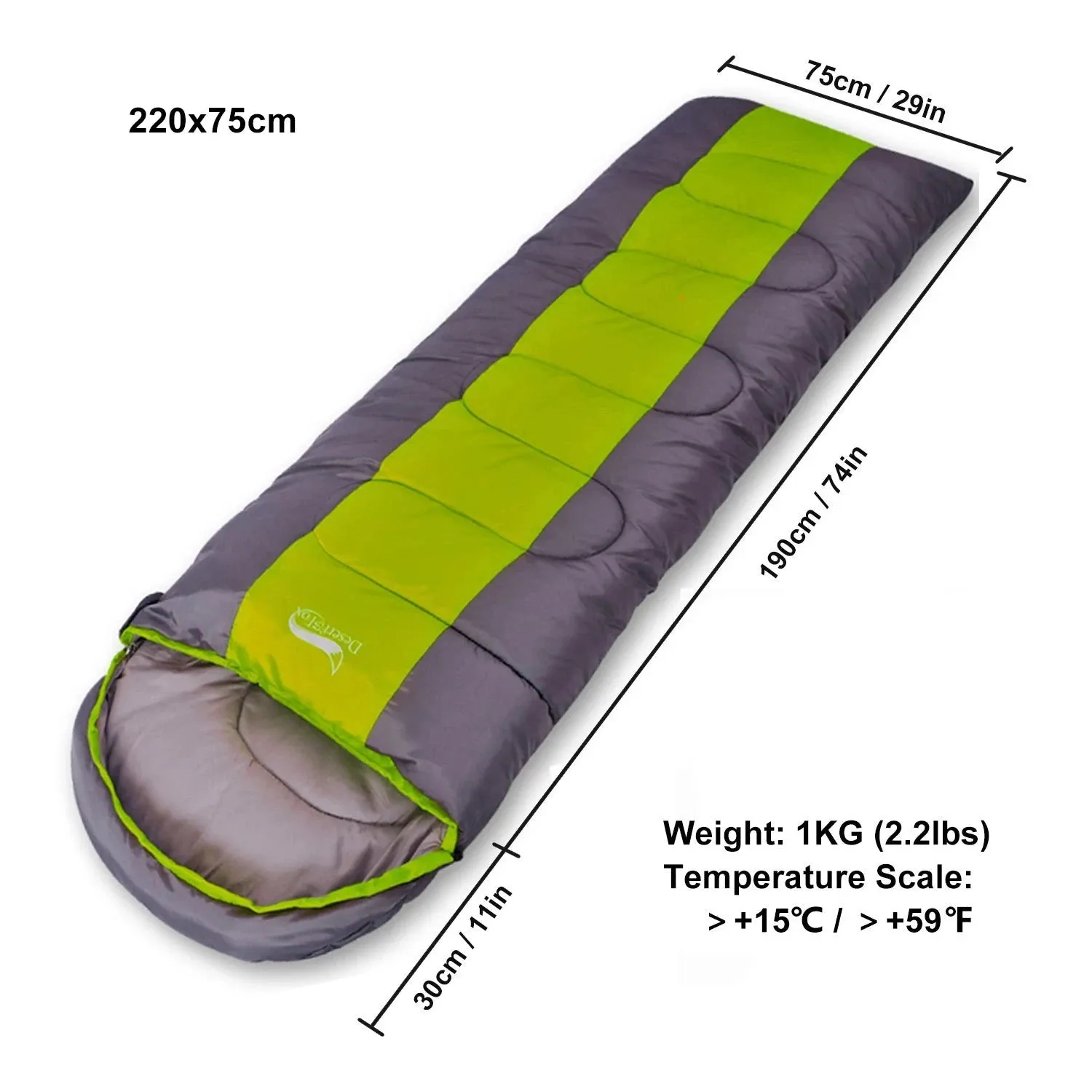 Camping Sleeping Bag Lightweight 4 Season Warm & Cold Envelope