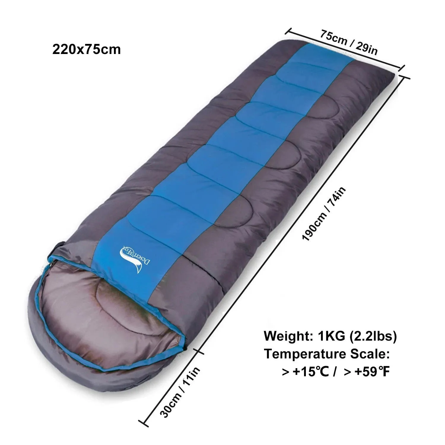 Camping Sleeping Bag Lightweight 4 Season Warm & Cold Envelope