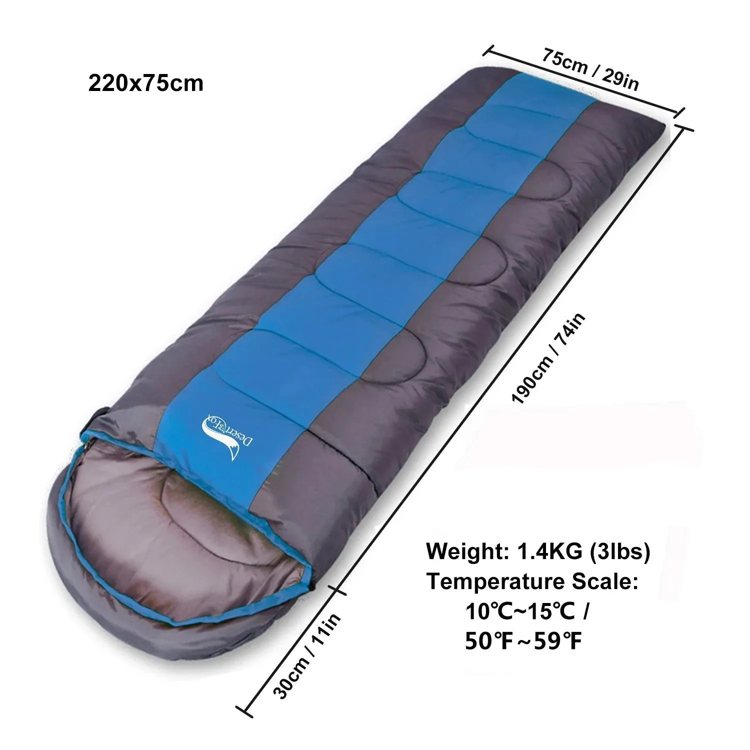 Camping Sleeping Bag Lightweight 4 Season Warm & Cold Envelope