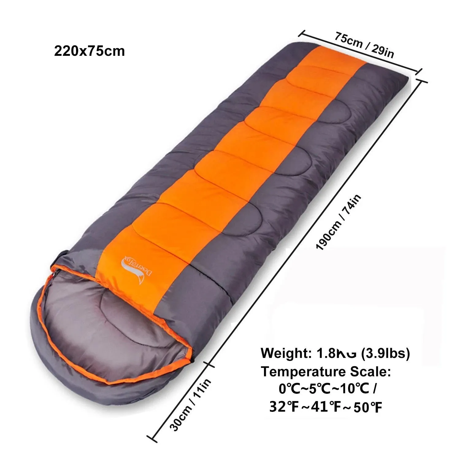 Camping Sleeping Bag Lightweight 4 Season Warm & Cold Envelope