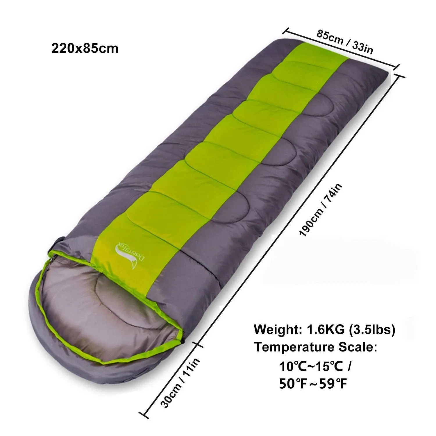 Camping Sleeping Bag Lightweight 4 Season Warm & Cold Envelope