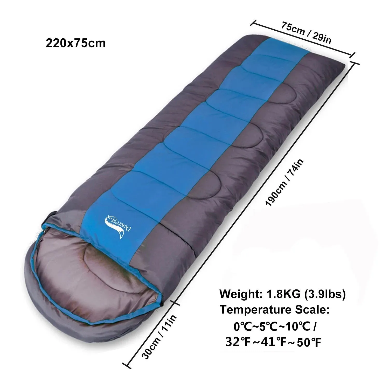 Camping Sleeping Bag Lightweight 4 Season Warm & Cold Envelope