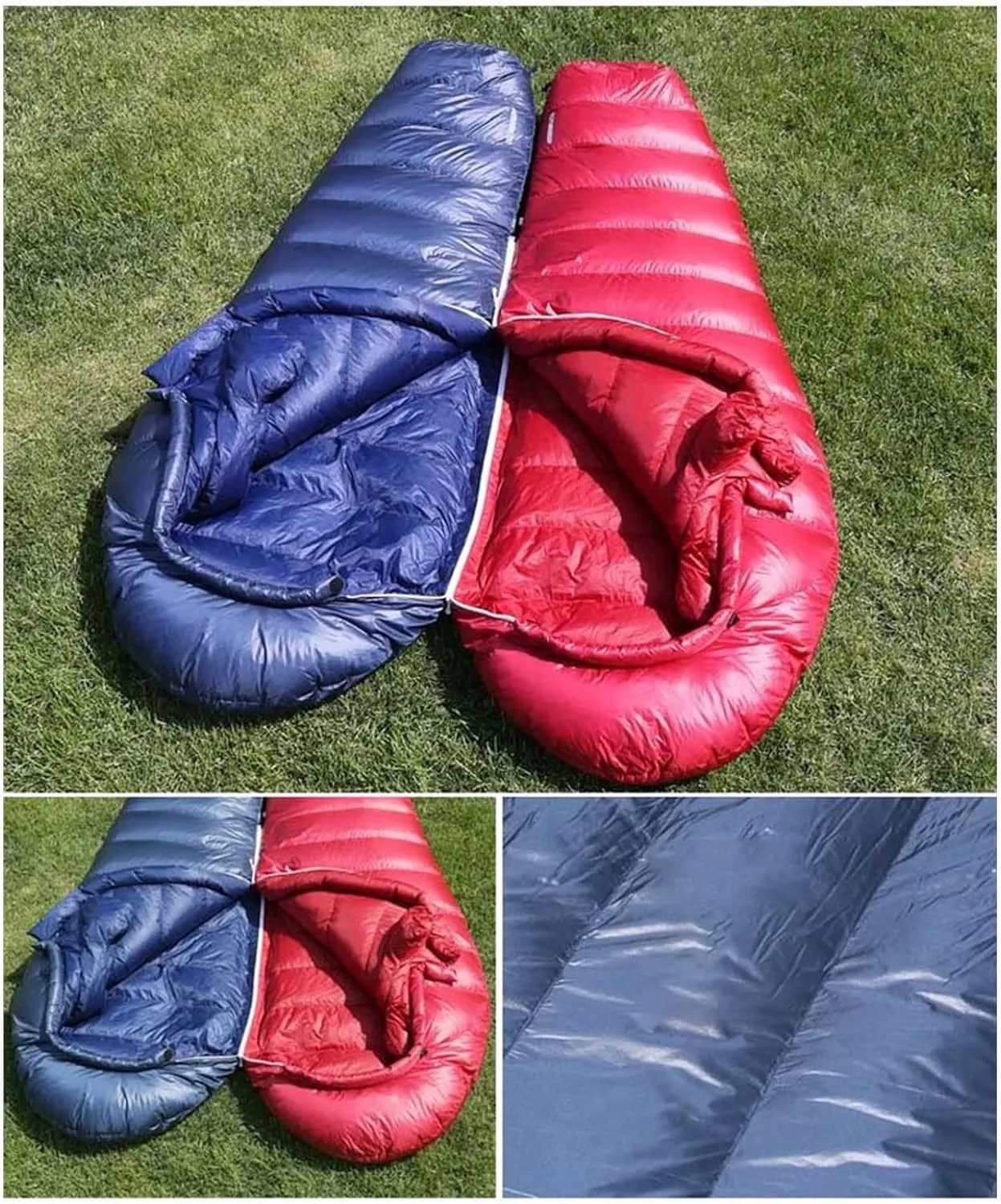 Camping Sleeping Bags Blue/Red Mummy Splicing Single Ultra Light Waterproof Goose Down Winter Sleeping Bag