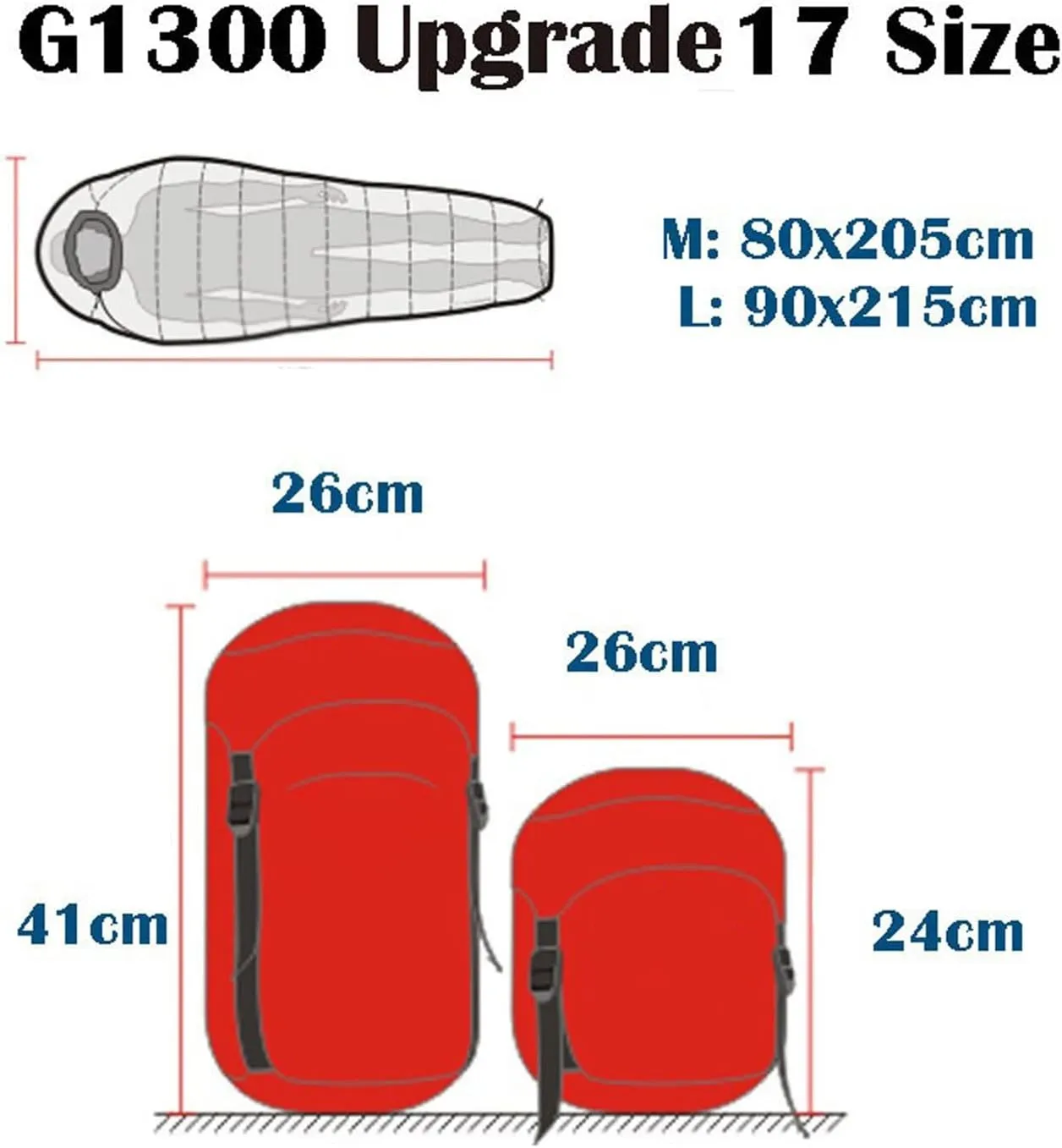 Camping Sleeping Bags Blue/Red Mummy Splicing Single Ultra Light Waterproof Goose Down Winter Sleeping Bag