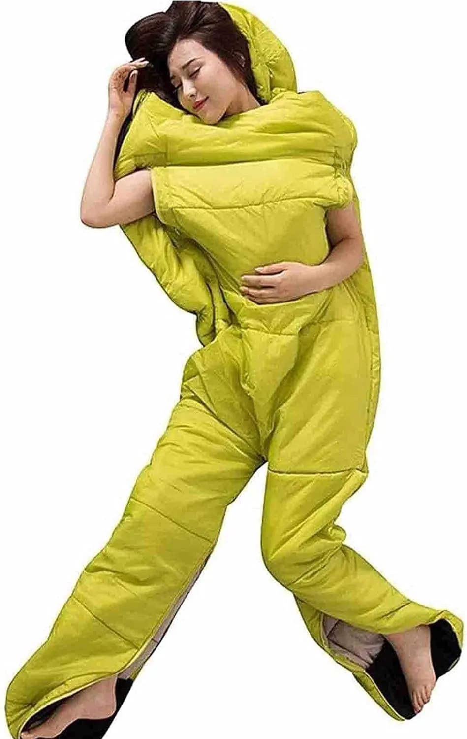 Camping Sleeping Bags Humanoid Sleeping Bag Outdoor Camping Mummy Sleeping Bag for Adults 4 Seasons Cotton Sleeping Bag with Separate Legs Ultralight Warm Sleeping Bag (Amarillo)