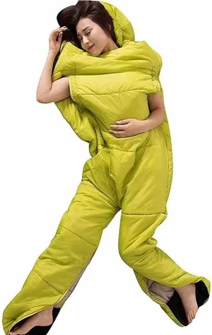 Camping Sleeping Bags Humanoid Sleeping Bag Outdoor Camping Mummy Sleeping Bag for Adults 4 Seasons Cotton Sleeping Bag with Separate Legs Ultralight Warm Sleeping Bag (Amarillo)
