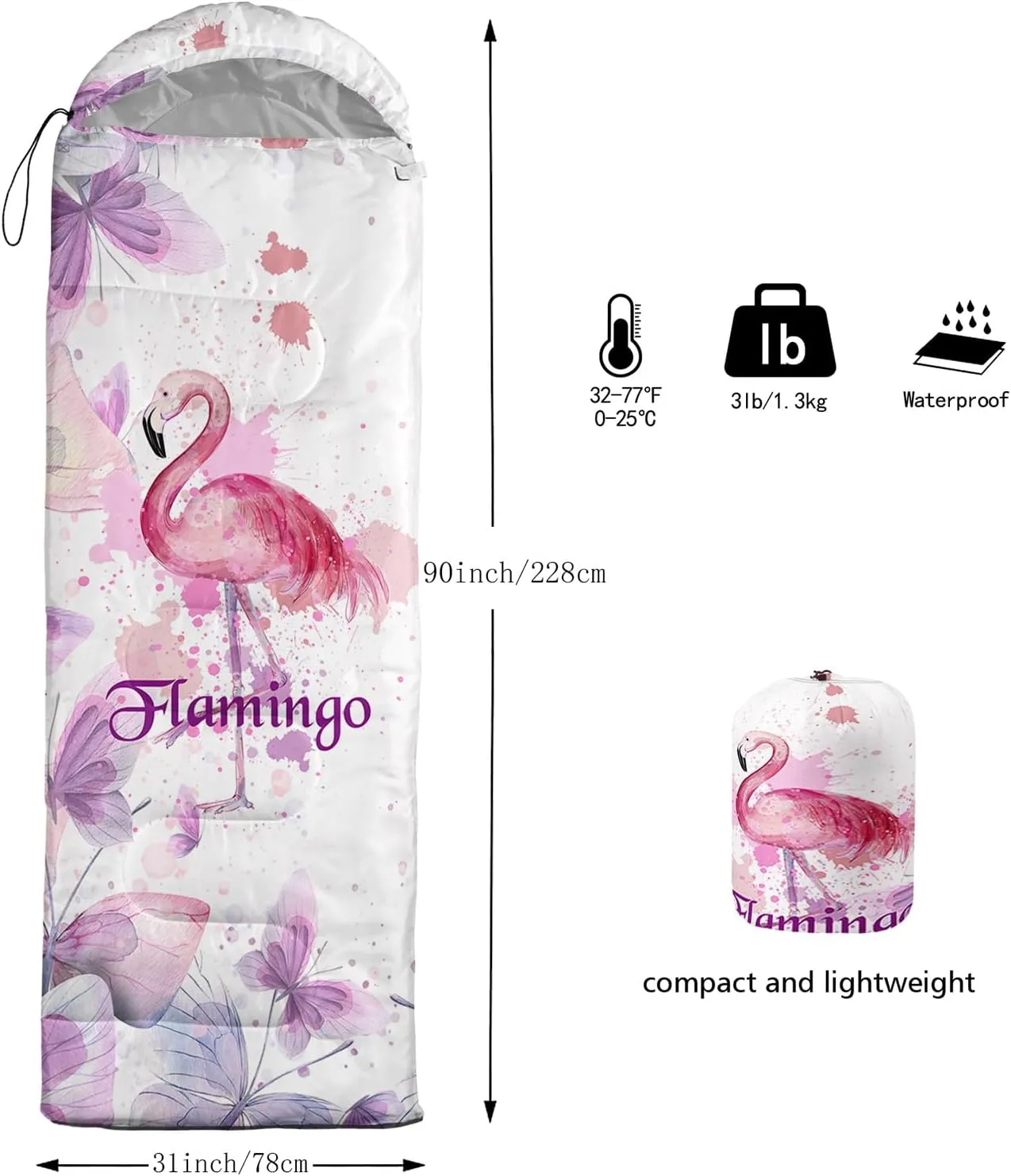 Camping Sleeping Bags,Mermaid Horse Butterfly Starry Sky 3 Season Warm & Cool Weather,Lightweight,Waterproof Sleeping Bags for Adults & Kids,Traveling,and Outdoors,Camping Gear Equipment
