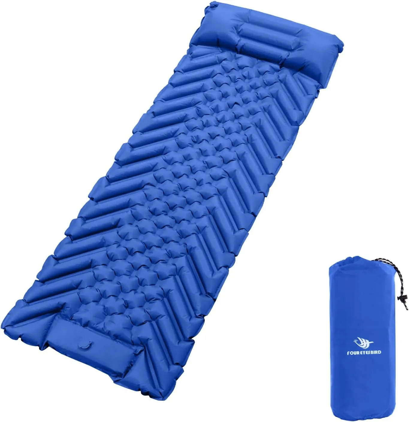 Camping Sleeping Pad, Inflatable Ultralight Camping Mat with Pillow, Built-in Foot Pump Air Mat for Traveling Tent Camping Hiking Backpacking (Blue)