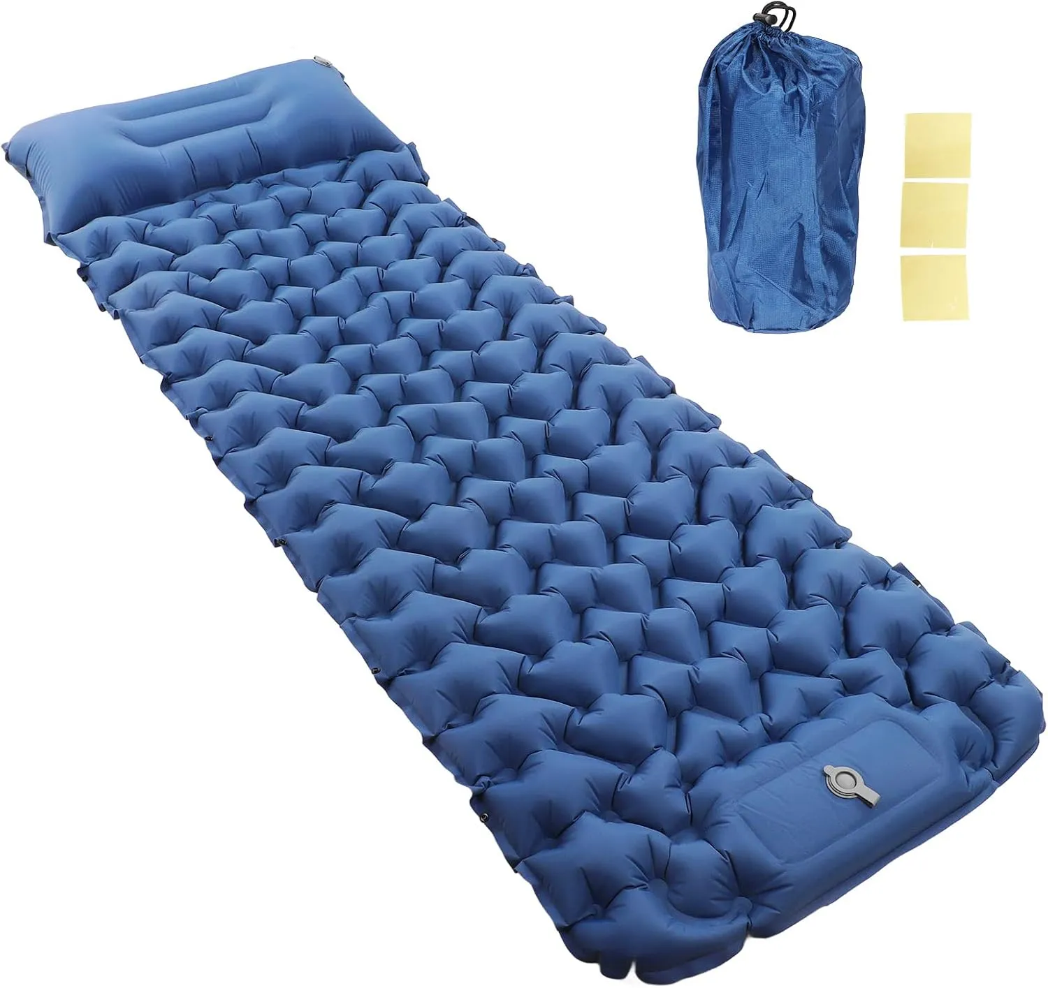 Camping Sleeping Pad Navy Blue Lightweight Moistureproof Inflatable Double Mattress with Storage Bag for Outdoor
