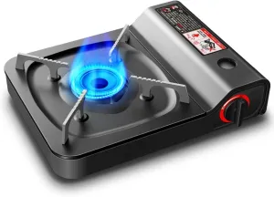 Camping Stove Burner, Portable Butane Gas Stove High Performance Piezo Ignition Burner Butane Camping Stove for Outdoor Cooking, Backpacking, Hiking Trip, Home Emergenc