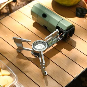 Camping Stove Compact Butane Stove with Carrying Case - Collapsible Carrying Fire Canister Mini Gas Stove, 34*30*10.5cm, Green
