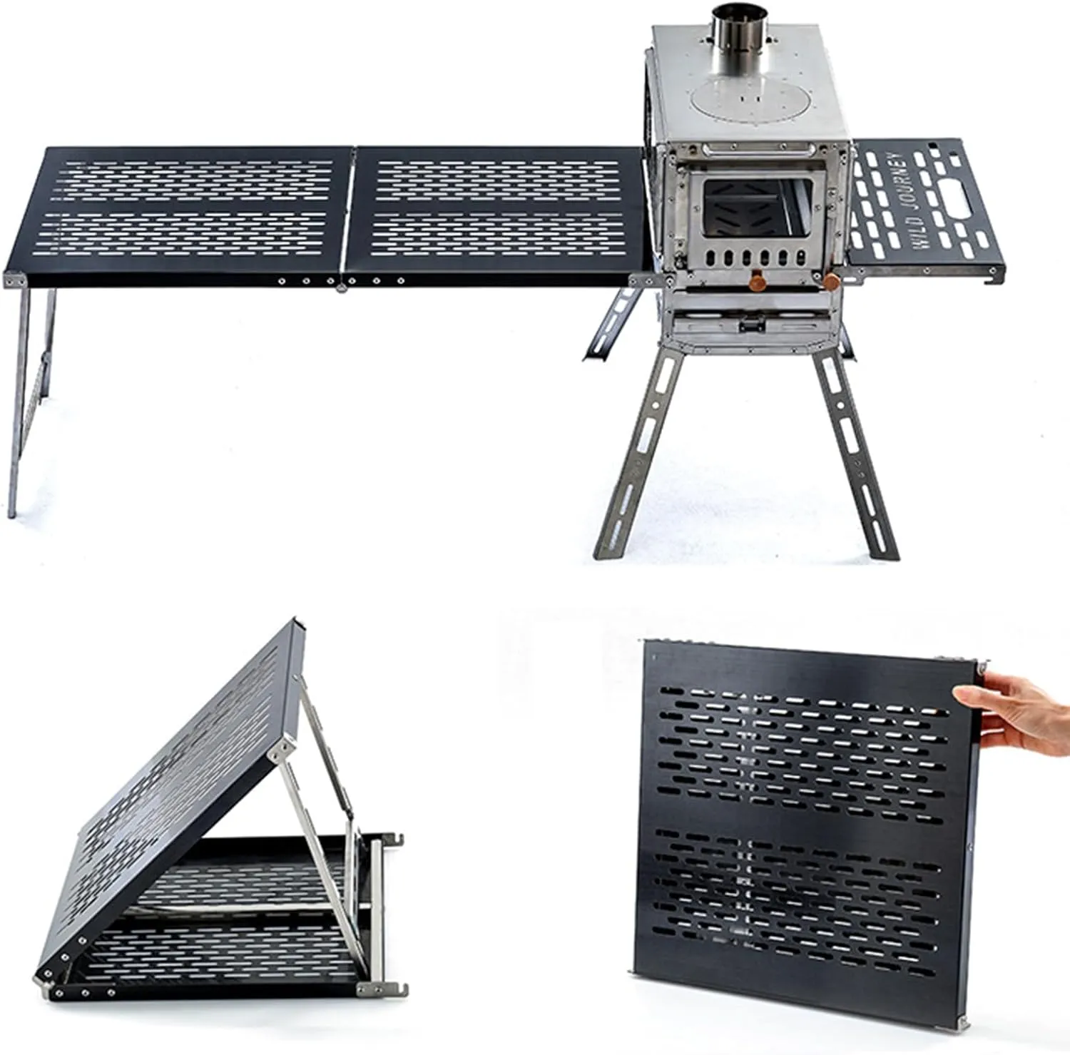 Camping Stove Portable Folding Titanium Stove Wood Burning Stove Lightweight Compact for Outdoor Backpacking Hiking Traveling Picnic BBQ