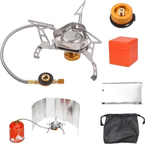 Camping Stove Portable Gas Stove Outdoor Cooking Stove Camping Gas Stove Kit Compatible With Hiking Lightweight and Foldable (Color : Electronic ignition)