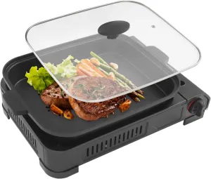 Camping Stove Set, Portable Stove with Small Griddle & Lid, Camping Stove Instant Ignition, Camp Stove for Cooking, Patio Backyard, Camping, RV, Black