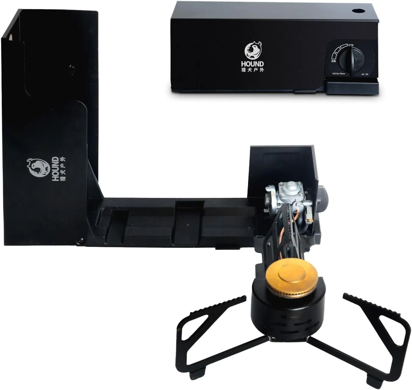 Camping Stove with Carrying Case Foldable Portable Grill Stove Include Camp Stove Windscreen Compact Butane Stove for Camping and Outdoor Cooking