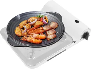 Camping Stove with Portable Case, BBQ Grill Butane Camping Stove, 3500W Portable Camping Stove for Camping Trips, Gatherings, Grilling, Cooking Noodles, Boiling Water, White