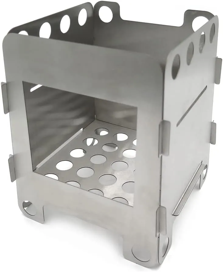 Camping Stove Wood Burning Stoves Portable Backpacking Stove Stainless Steel Alcohol Stove for Outdoor Camping Hiking Backpacking Picnic BBQ, Large (6.9"L x 6.9"W x 8.5"H)