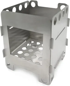 Camping Stove Wood Burning Stoves Portable Backpacking Stove Stainless Steel Alcohol Stove for Outdoor Camping Hiking Backpacking Picnic BBQ, Large (6.9"L x 6.9"W x 8.5"H)