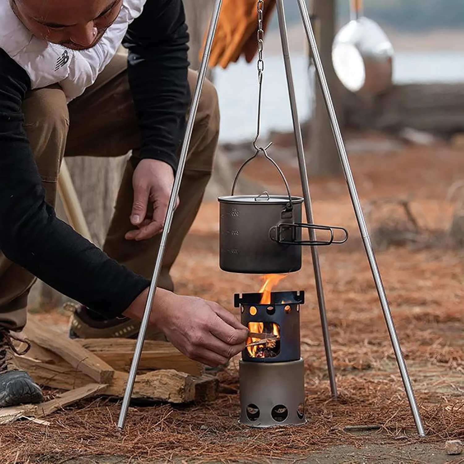 Camping Stove Wood Mini Camping Stove Solo Stoves Stainless Steel Backpacking Wood Stove Portable Small Burning Stoves Fire for Picnic BBQ Camp Hiking
