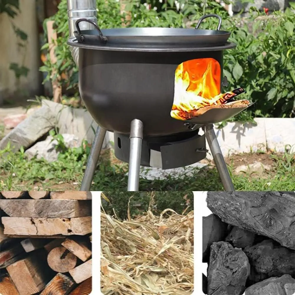 Camping Wood Burning Stove, Stainless Steel Compact Portable Foldable Mini Mult Fuel Camp Stove with, Perfect for Backpacking Hiking Travelling Outdoor Cooking,Green,47 * 30 * 25CM