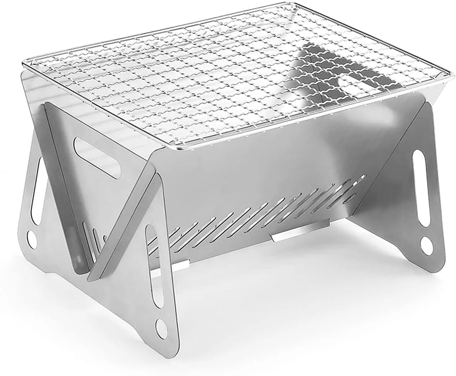 Camping Wood Burning Stove with Grill Plate Outdoor Portable Folding Stainless Steel Backpacking Cooking Stove