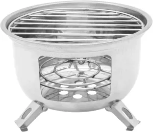 Camping Wood Stove Outdoor Mini Pocket Stove Round Stainless Steel Wood Burning Stove for Camping Cooking (Color : Silver Size : One Size) (Silver One Size)