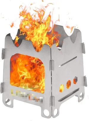 Camping Wood Stove Portable Folding Camping Stove Stainless Steel Wood Burning Stove for Fishing Picnic for Camping Hiking BBQ