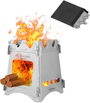Camping Wood Stove Portable Folding Lightweight Titanium Wood Burning Backpacking Stove for Outdoor Survival Cooking Picnic Hunting