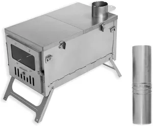 Camping Wood Stove/Backpacking Survival Stove for Tent Shelter and Cooking Heating | Portable Hot Tent Stove Chimney Pipes