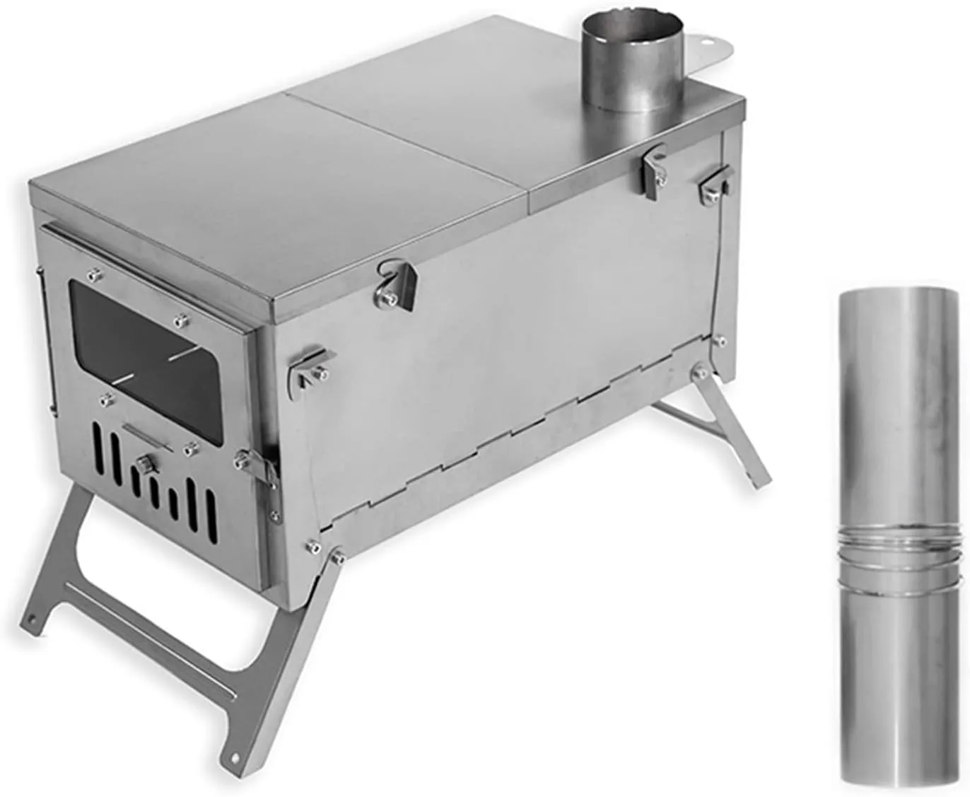 Camping Wood Stove/Backpacking Survival Stove for Tent Shelter and Cooking Heating | Portable Hot Tent Stove Chimney Pipes