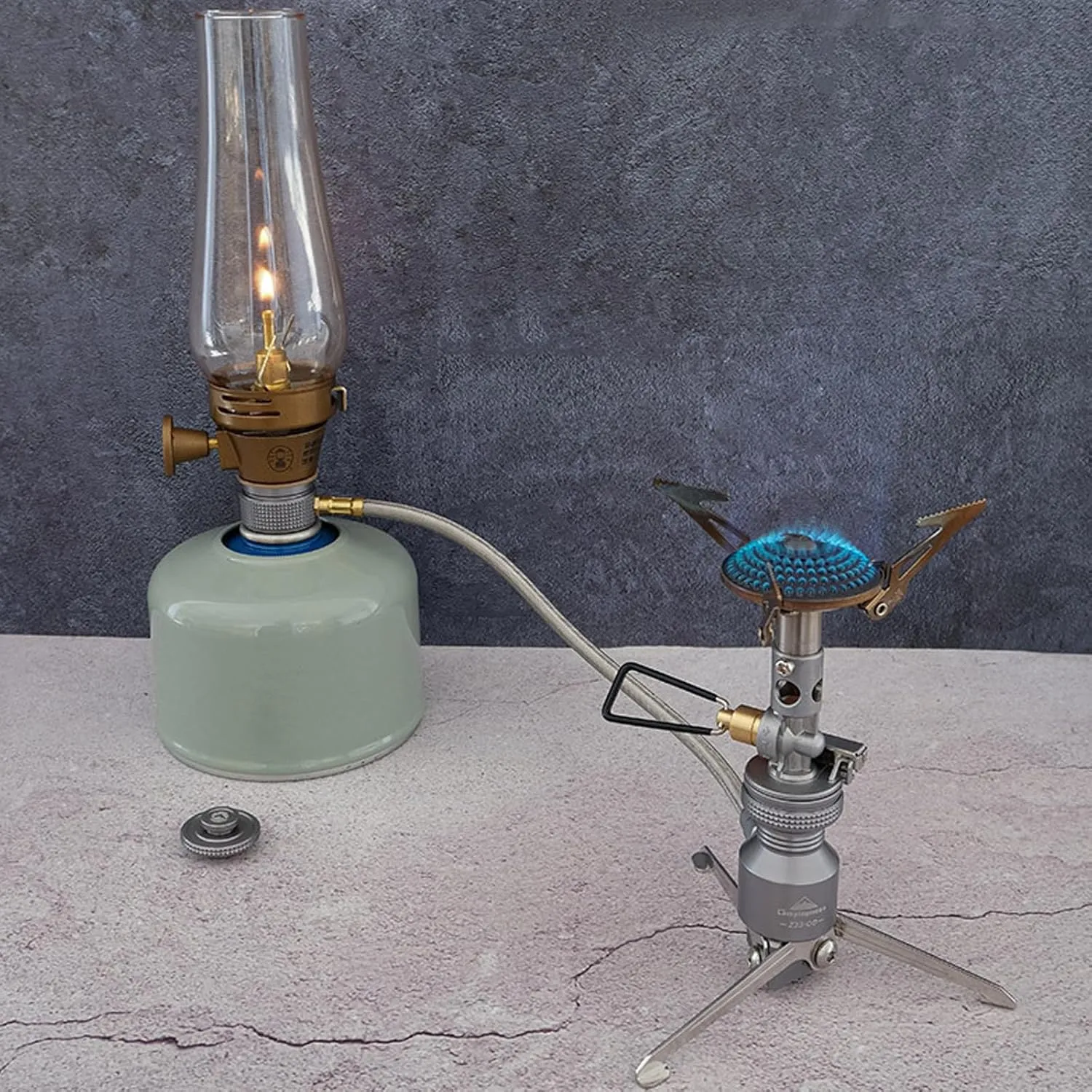 Campingmoon Tripod Remote Butane Canister Adapter 2 Outlets Stand Type Camping Backpacking Isobutane Gas Fuel Canister EN417 Lindal Valve Connector